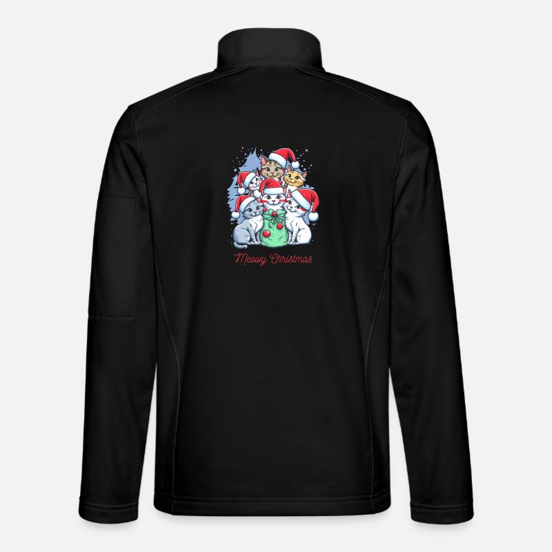 Festive Cat Christmas Crew Design - Unisex Softshell Jacket - black