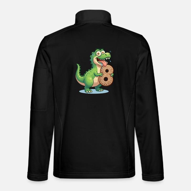 Dino 8 Birthday Funny Cute Kids Gift 8 Years - Unisex Softshell Jacket - black