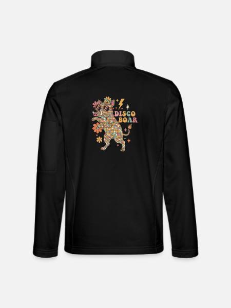 Techno Disco Boar Disco Ball Party Funny - Unisex Softshell Jacket - black - Back