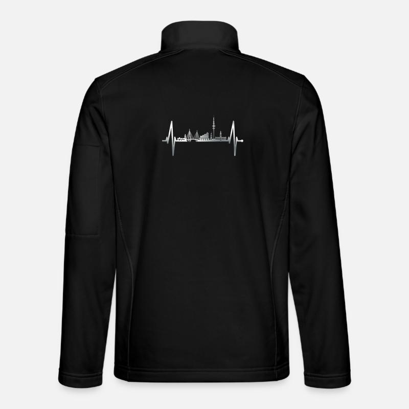 Hamburg Herzschlag Skyline Hamburger Hafen Silber - Unisex Softshelljacke - Schwarz