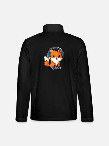 Gaming Fox - Player Fox Design - Unisex Softshell Jacket - black