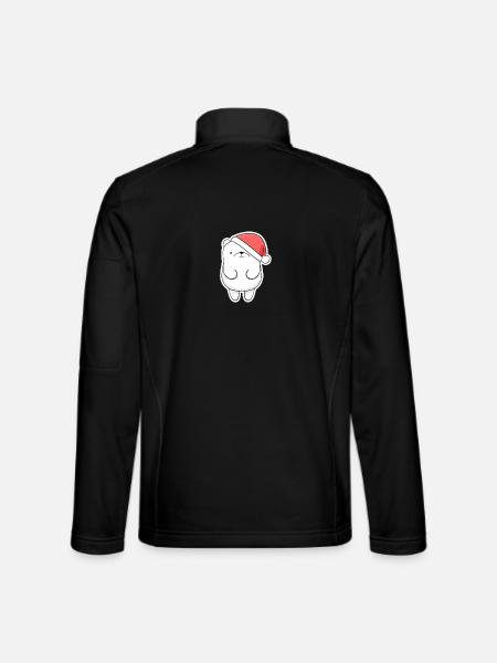 Christmas Bear with Santa Hat - Unisex Softshell Jacket - black