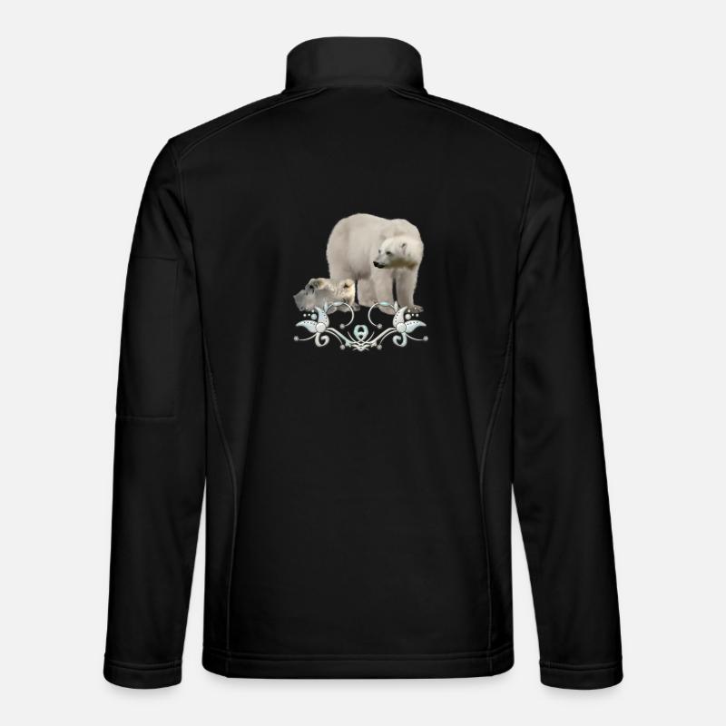 Stunning polar bear with puppy - Unisex Softshell Jacket - black