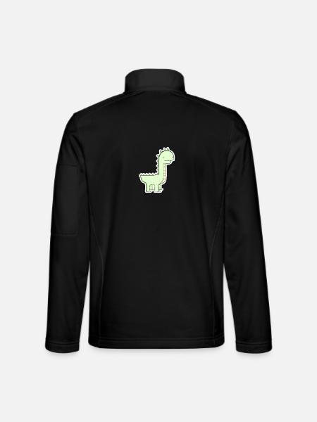Pastel Green Dino Cartoon - Unisex Softshell Jacket - black