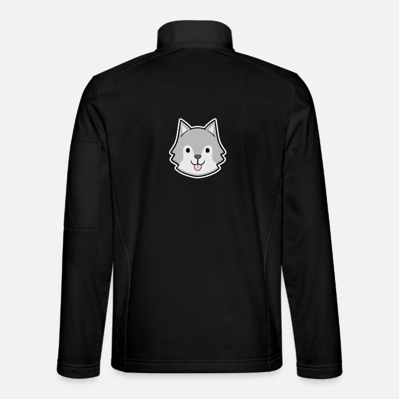 Fröhlicher Husky Kopf Sticker - Unisex Softshelljacke - Schwarz