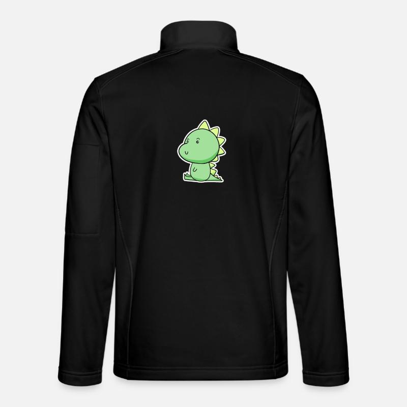 Cheerful Dino Cartoon Green - Unisex Softshell Jacket - black