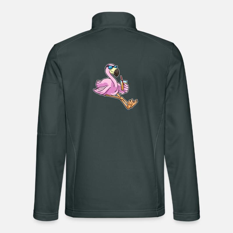 Flamingo mit Getränk mit Strohhalm Unisex Softshelljacke