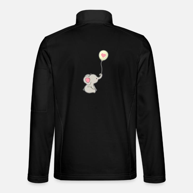 Elefant & Luftballon mit Herz - Unisex Softshelljacke - Schwarz