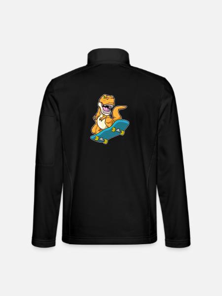 Dinosaur Skater Skateboard - Unisex Softshell Jacket - black