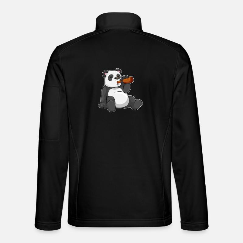 Panda Flasche Bier - Unisex Softshelljacke - Schwarz