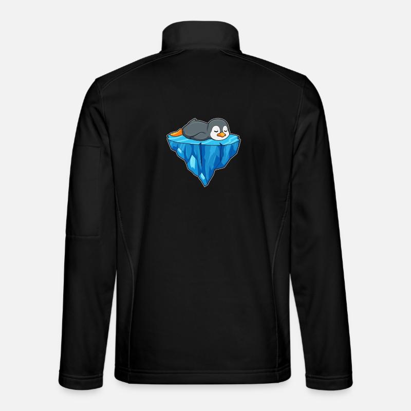 Pinguin auf Eisscholle - Unisex Softshelljacke - Schwarz