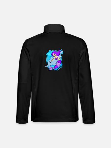 Meerjungfrau mit Delfin - Unisex Softshelljacke - Schwarz