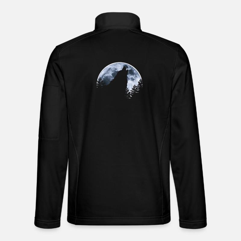Wolf howls moon - Wolf's silhouette - Unisex Softshell Jacket - black