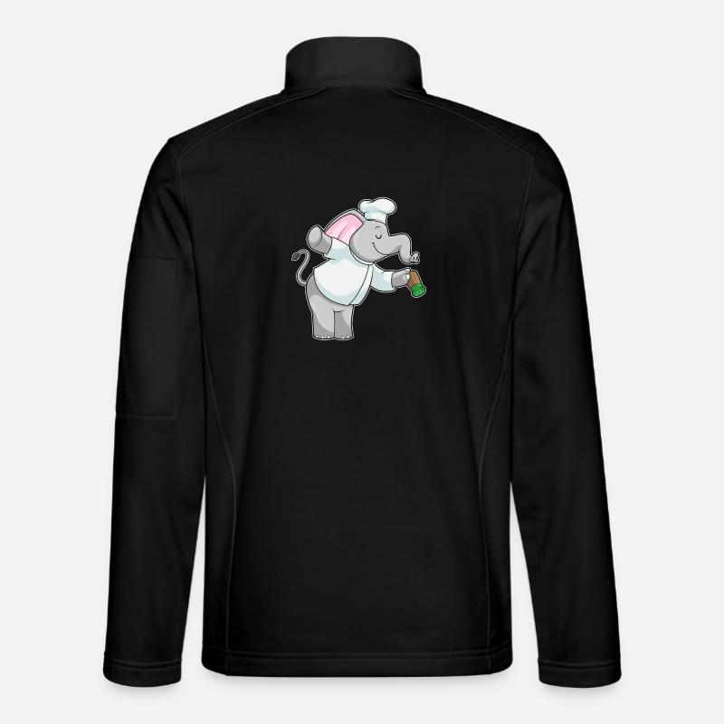 Éléphant comme cuisinier avec salière - Veste en tissu softshell Unisexe - noir