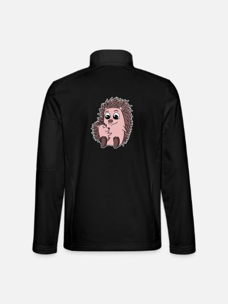 Famille hérisson - Hérisson avec bébé - Motif hérisson - Veste en tissu softshell Unisexe - noir - Dos