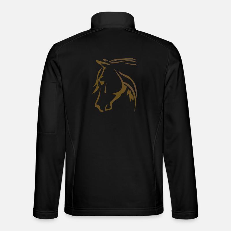 Cheval brun - Tête de cheval - Cavalier - Équitation Veste en tissu softshell Unisexe