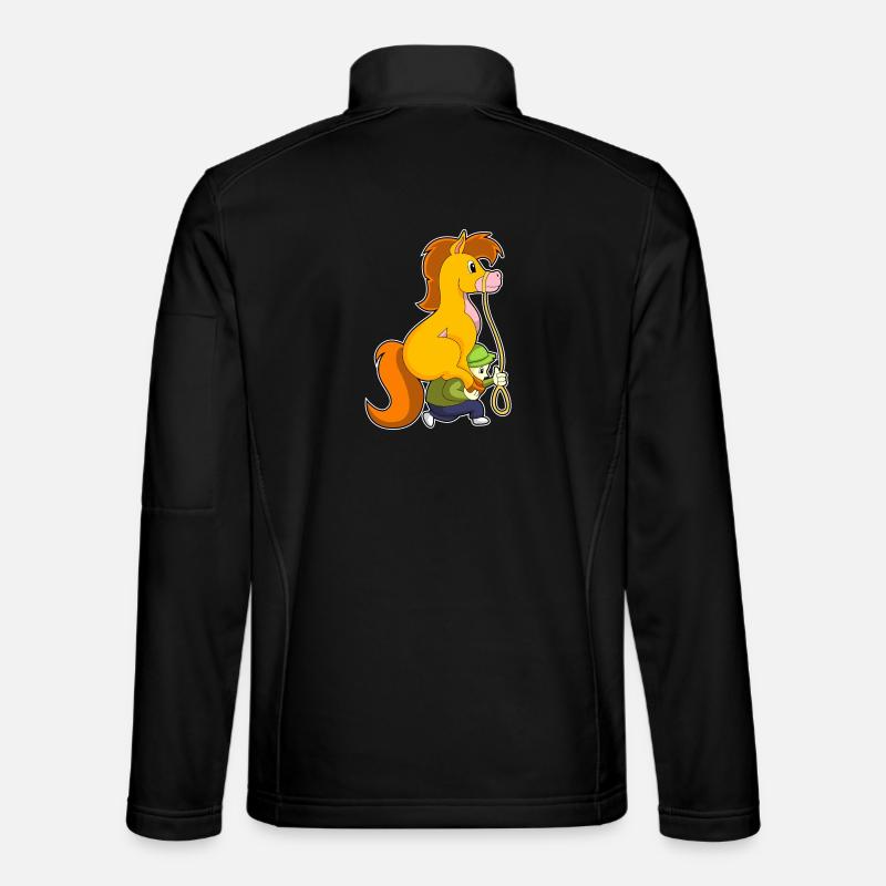Pferd mit Junge - Unisex Softshelljacke - Schwarz
