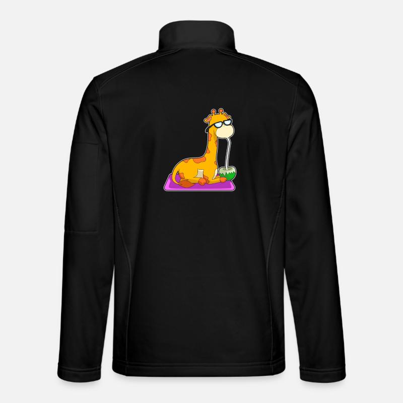 Giraffe mit Kokosnuss - Veste en tissu softshell Unisexe - noir