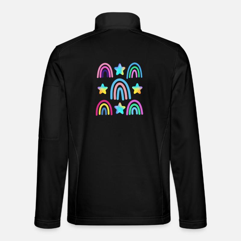 bunter Regenbogen und Sterne Unisex Softshelljacke
