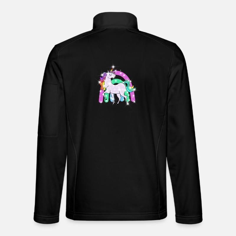 funkelndes Einhorn mit Regenbogen - Unisex Softshelljacke - Schwarz