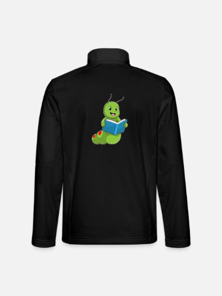 Caterpillar Nerd Book - Unisex Softshell Jacket - black