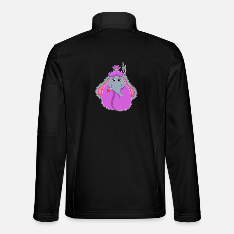 Elefant mit Fieberthermometer - Unisex Softshelljacke - Schwarz