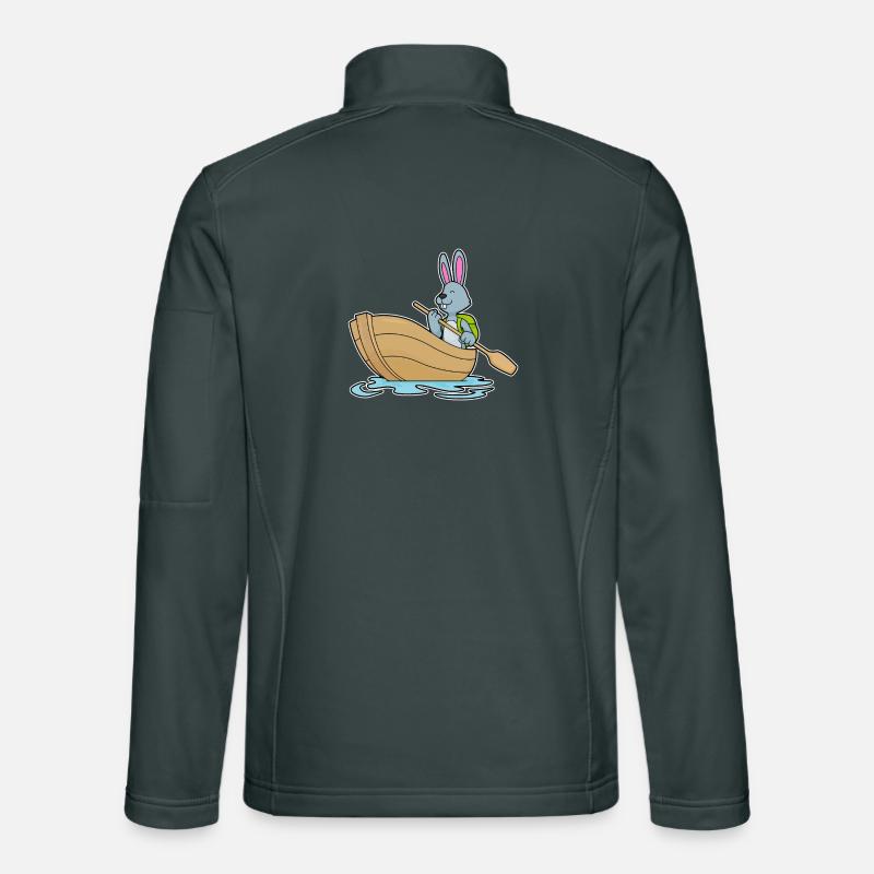 Lapin avec bateau et pagaie Veste en tissu softshell Unisexe