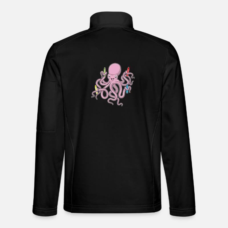 Krake mit Wachsmalstifte - Unisex Softshelljacke - Schwarz