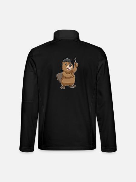 Beaver Painter Brush Painting - Unisex Softshell Jacket - black