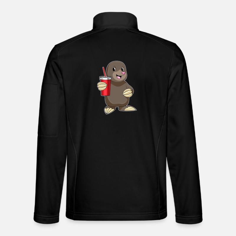 Maulwurf mit Trinkbecher - Unisex Softshelljacke - Schwarz