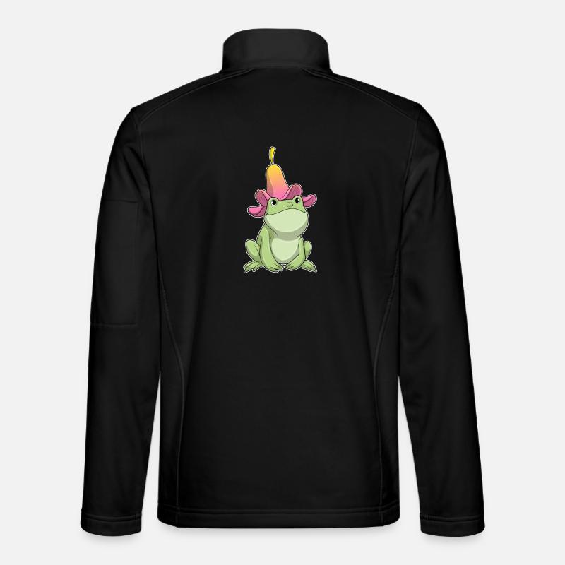 Frosch mit Plumeria - Unisex Softshelljacke - Schwarz