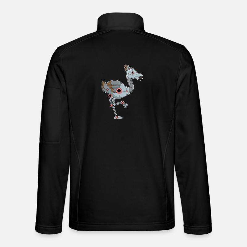 Flamingo als Roboter - Unisex Softshelljacke - Schwarz