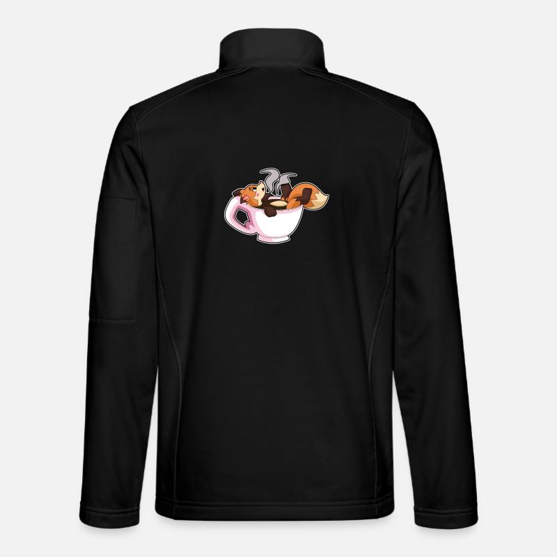 Fuchs mit Tasse Kaffee - Unisex Softshelljacke - Schwarz