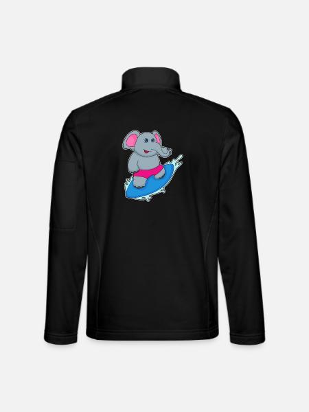 Elephant Surfing Surfboard Summer - Unisex Softshell Jacket - black