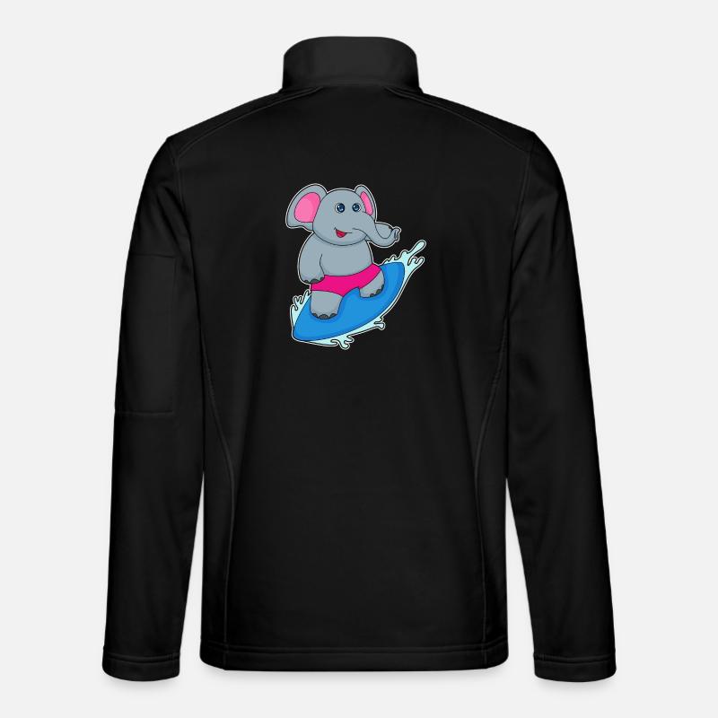 Elefant Surfen Surfbrett Sommer - Unisex Softshelljacke - Schwarz