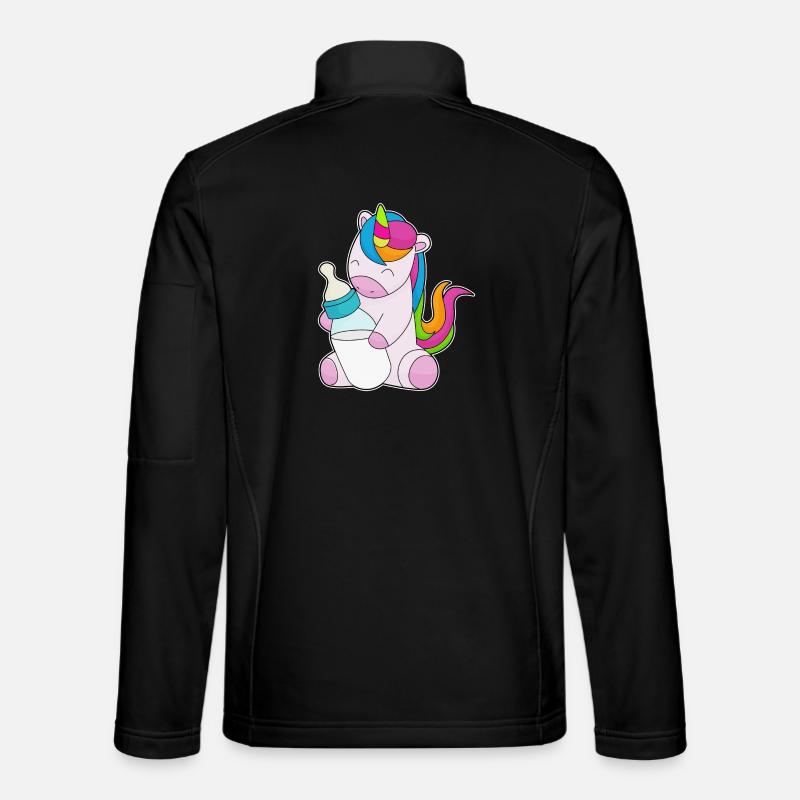 Einhorn Babyflasche Milch - Unisex Softshelljacke - Schwarz