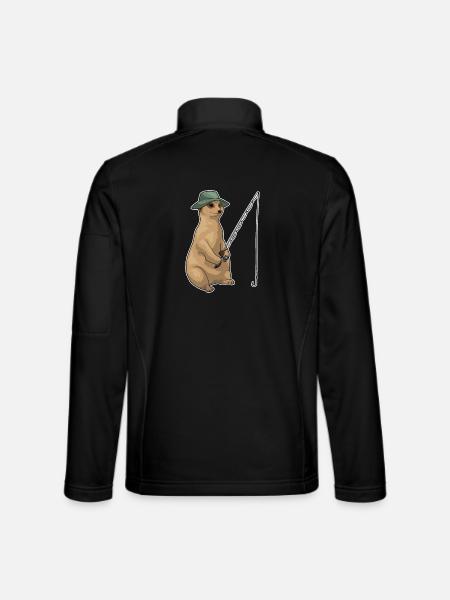 Meerkat Angler Fishing Rod Fishing Rod - Unisex Softshell Jacket - black - Back