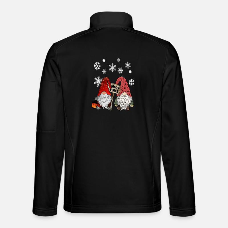 Gnom Weihnachts Wichtel mit Schneeflocken - Unisex Softshelljacke - Schwarz