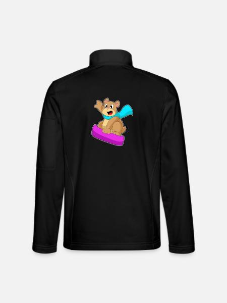Bear Snowboarder Snowboard - Unisex Softshell Jacket - black