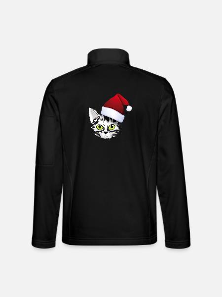 chat noël noël père noël chat mignon mignon lol - Veste en tissu softshell Unisexe - noir - Dos