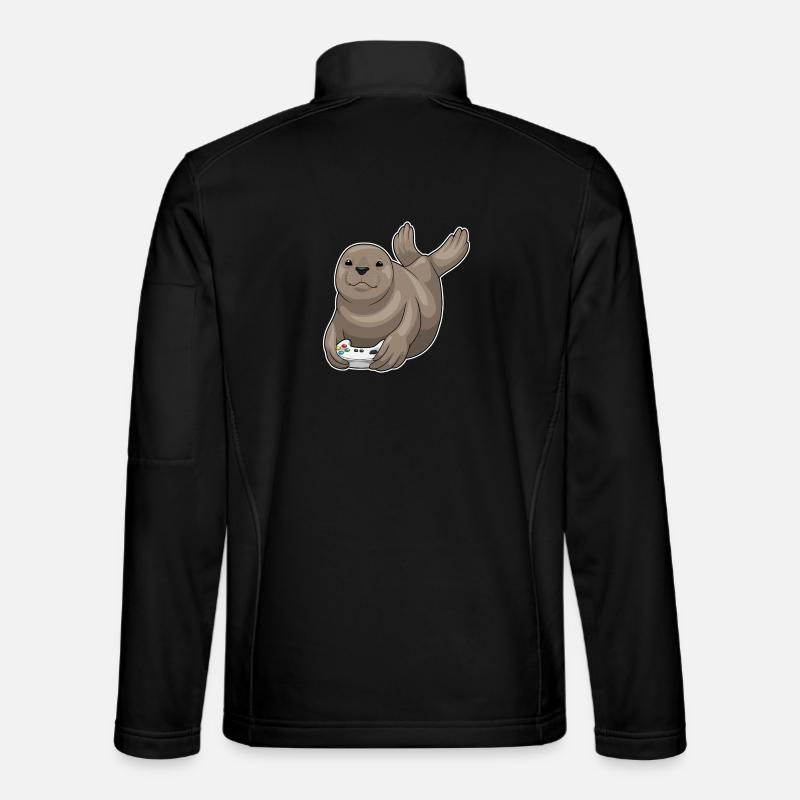 Seehund Gamer Controller - Unisex Softshelljacke - Schwarz