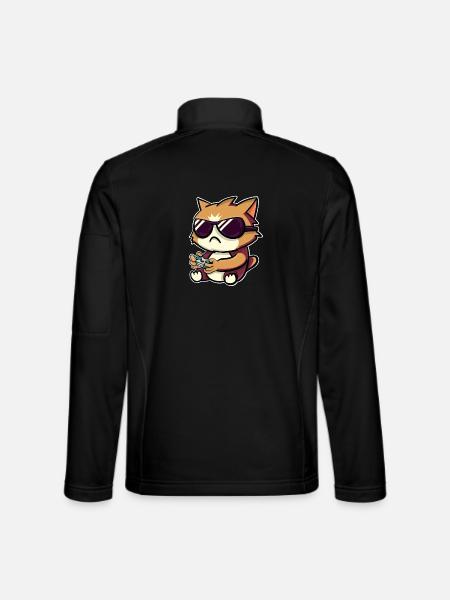 Katze Zocken Zocker Gamer Gaming - Unisex Softshelljacke - Schwarz - Hinten