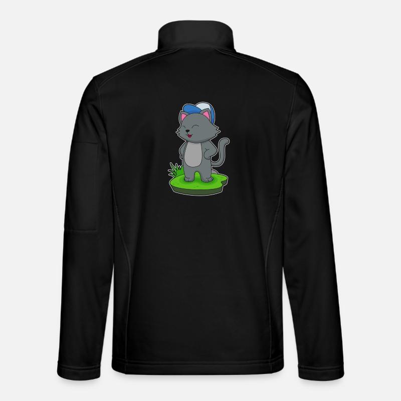 Katze Schüler Cap Schule - Unisex Softshelljacke - Schwarz