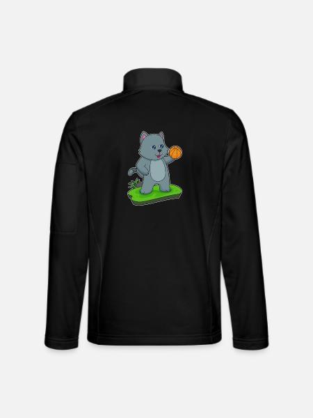 Cat Basketball Player Basketball - Unisex Softshell Jacket - black