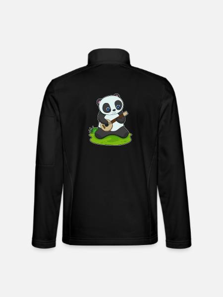Panda Musician Guitar Music - Unisex Softshell Jacket - black