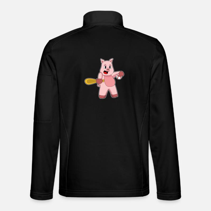 Schwein Baseball Baseballschläger - Unisex Softshelljacke - Schwarz