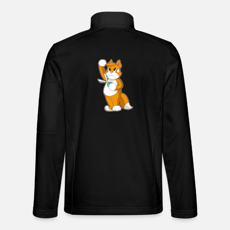 Katze Friseur Schere - Unisex Softshelljacke - Schwarz
