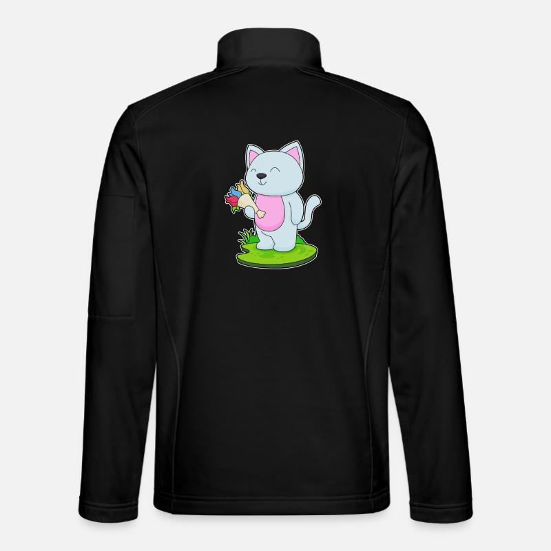 Katze Blumenstrauß - Unisex Softshelljacke - Schwarz