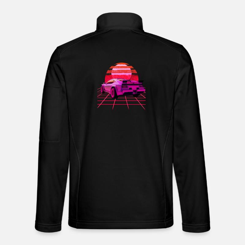 Retro Wave super voiture Sunset - Veste en tissu softshell Unisexe - noir