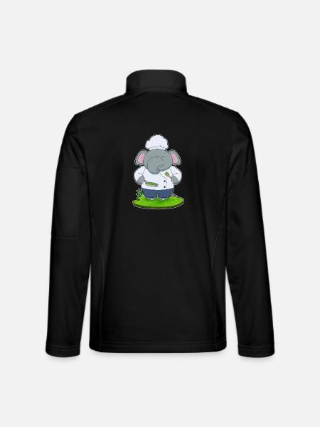 Elefant Koch Pfanne Kochen - Unisex Softshelljacke - Schwarz - Hinten